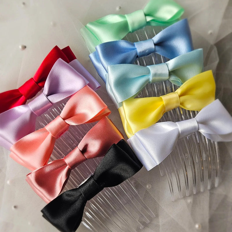 Assorted colorful bows on a durable 7-tooth French comb