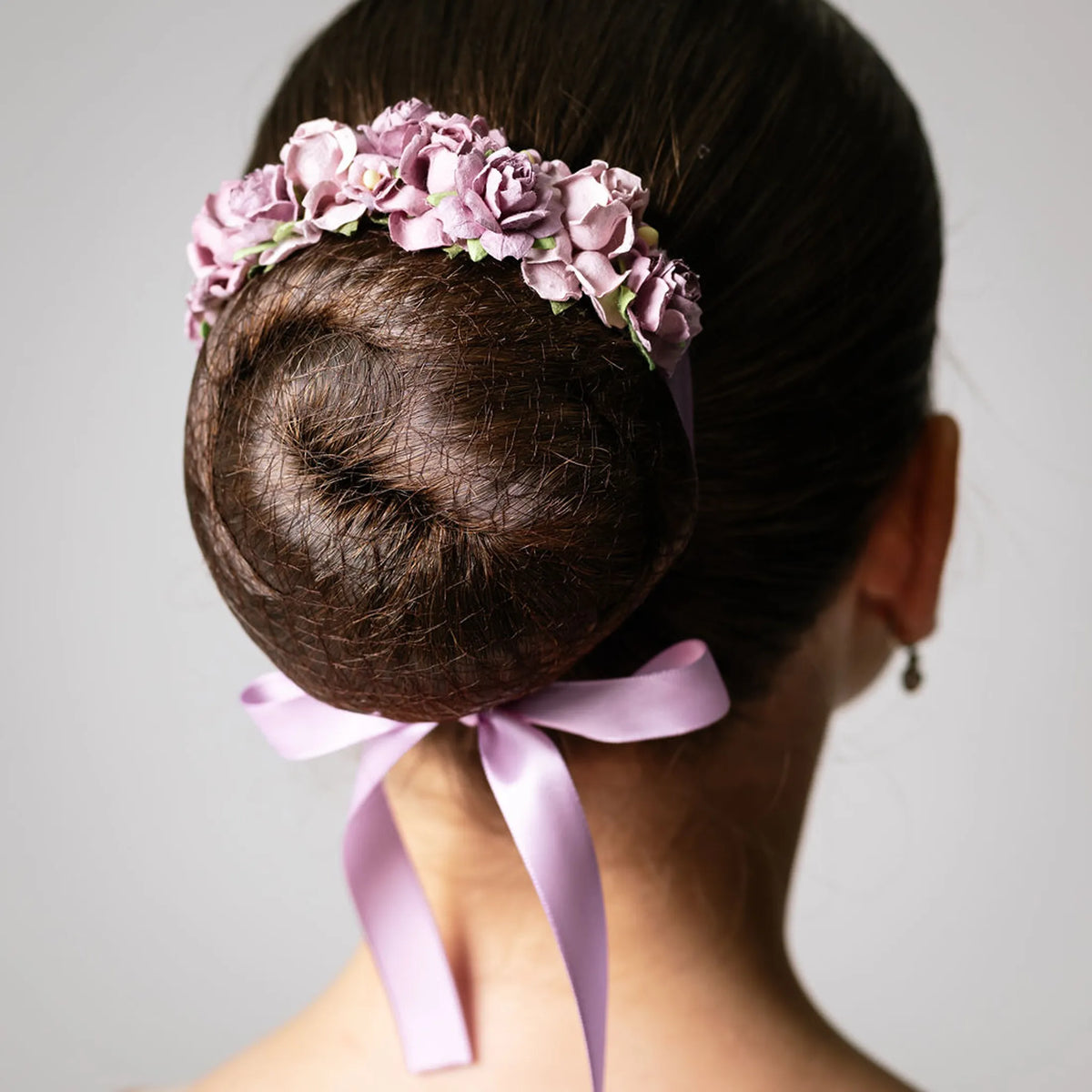 Mauve Rosette Bun Wrap - Petals en Pointe