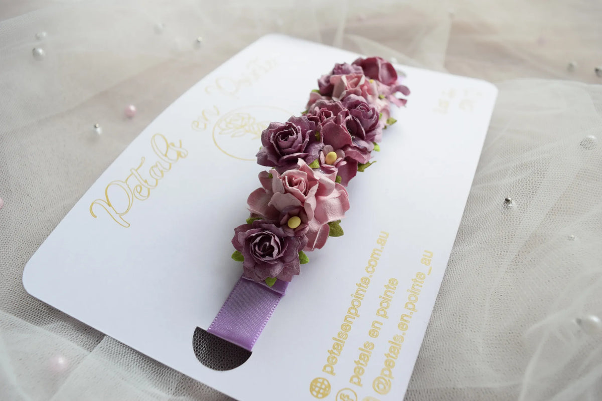 Mauve Rosette Bun Wrap - Petals en Pointe