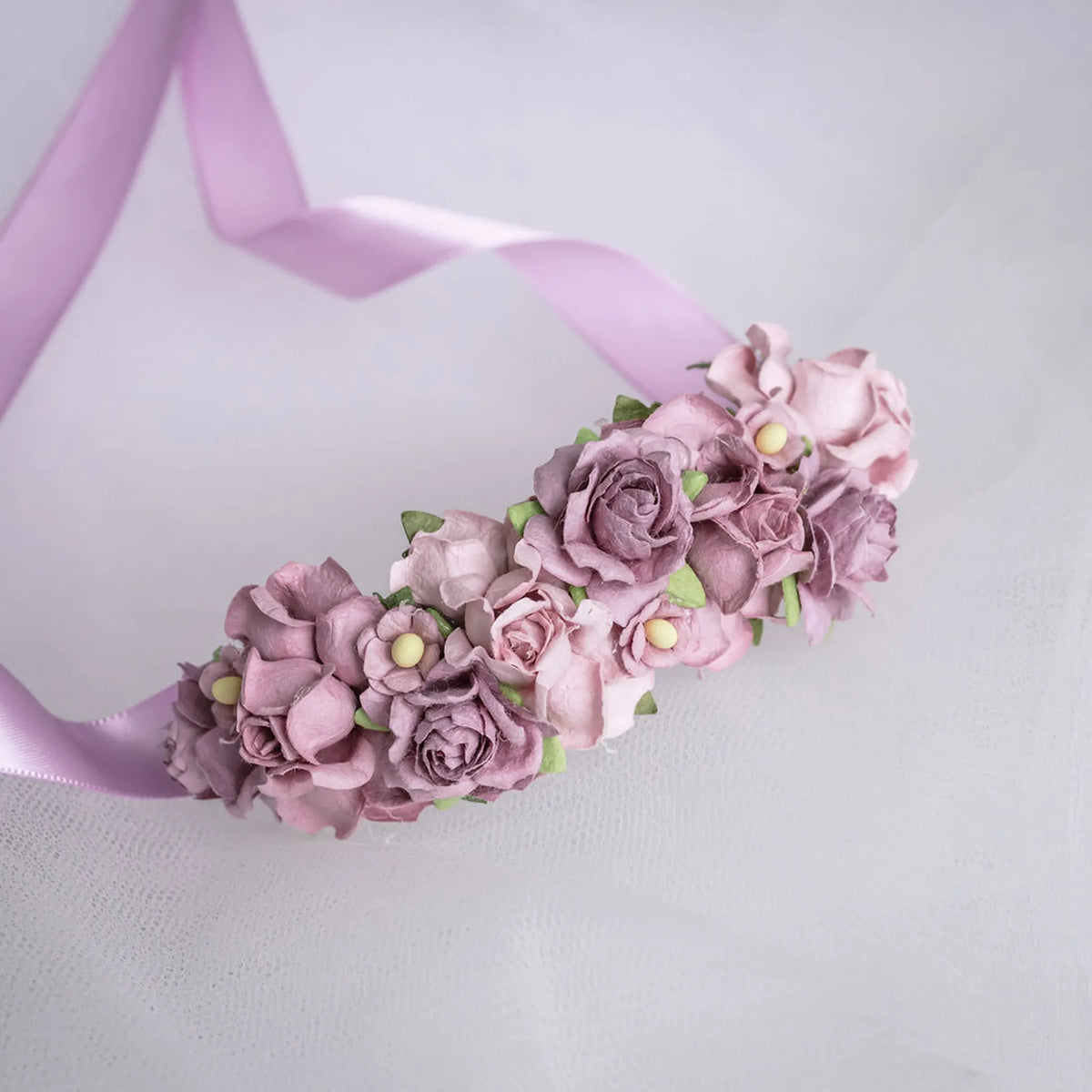 Mauve Rosette Bun Wrap - Petals en Pointe