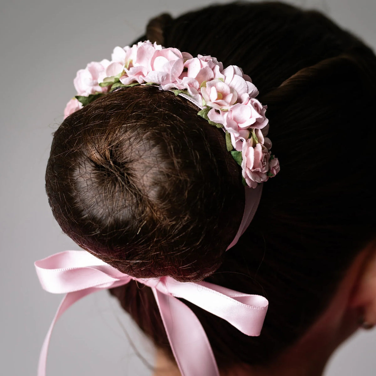 Soft Blush Rosette Bun Wrap - Petals en Pointe