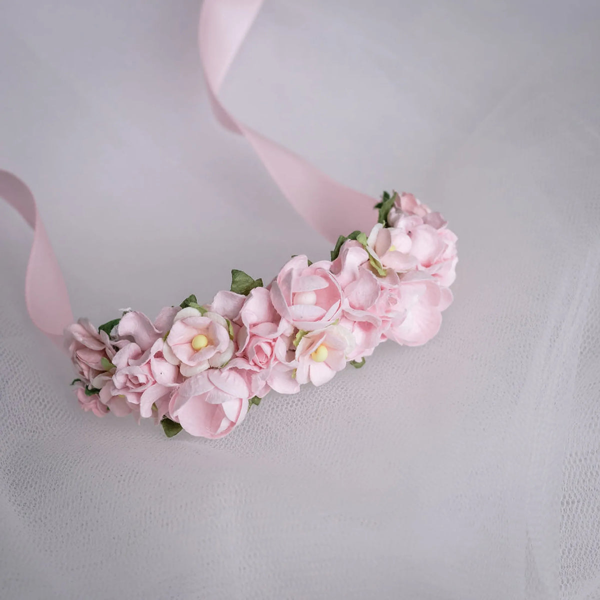 Soft Blush Rosette Bun Wrap - Petals en Pointe